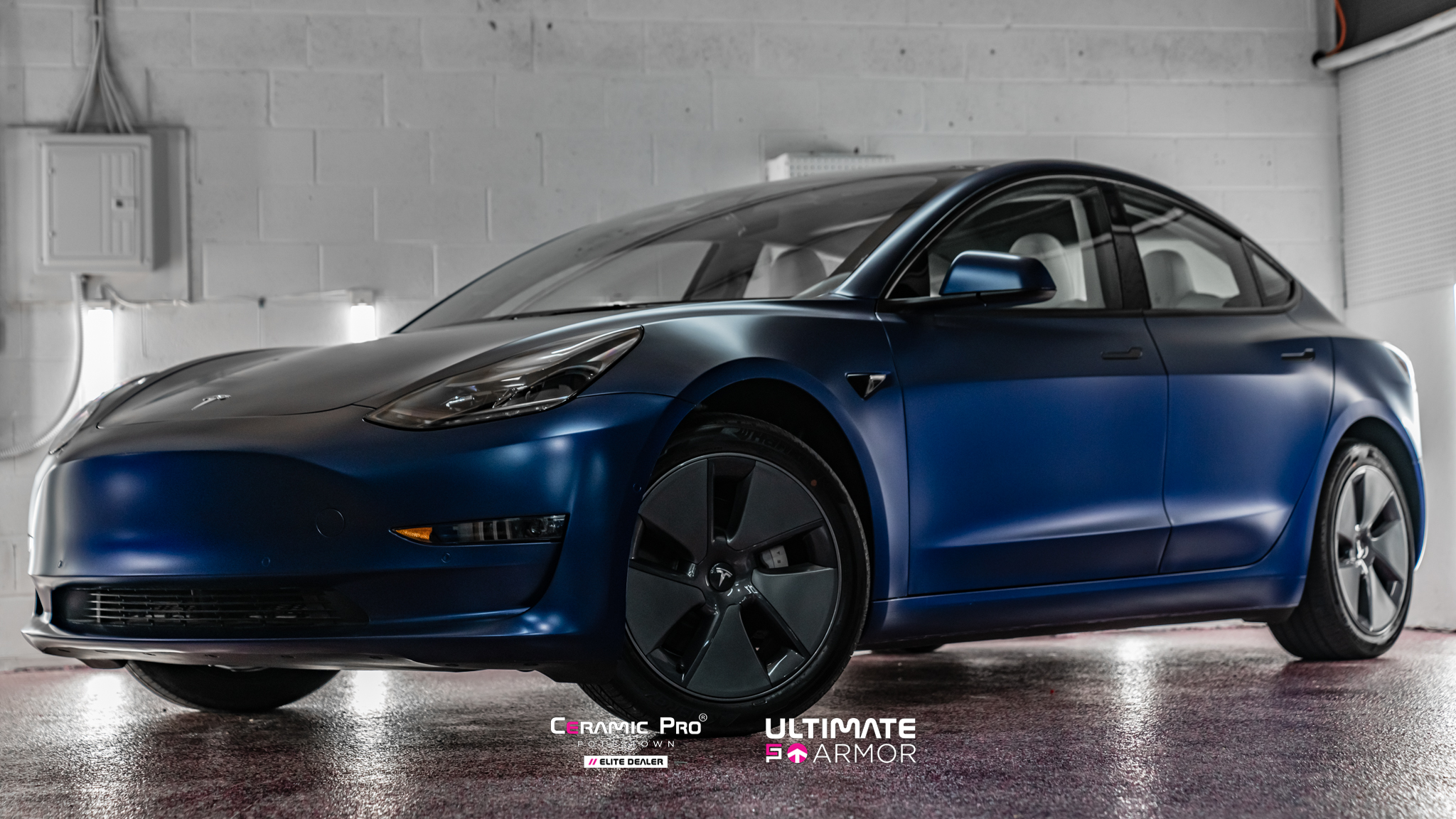 Blue Tesla Model 3 - Full Body MATTE PPF - Ceramic Pro Pottstown