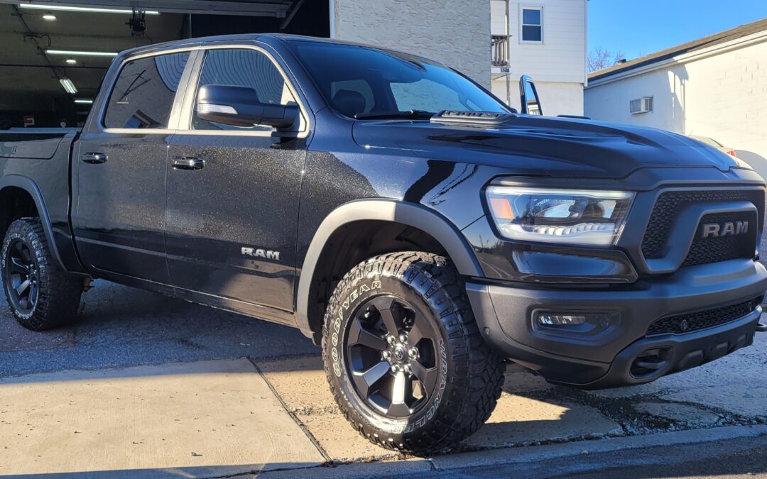 2022 Black dodge ram 1500 Ceramic Coating & Window Tint